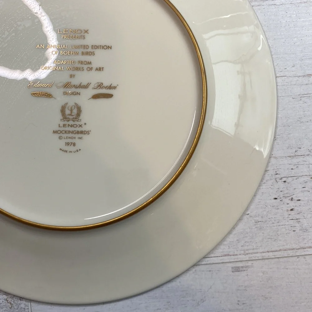 Lenox Limited Edition Bohem Birds Mockingbirds 1978 Dinner Plate